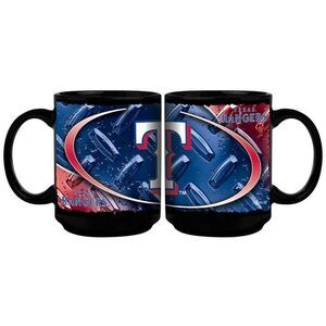 MLB Texas Rangers Diamond Plate Design 15 OZ Ceramic Mug